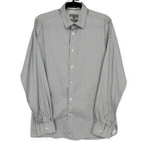 Ted Baker Mens Geometric Patterned Long Sleeve Button-Up Shirt Size Large